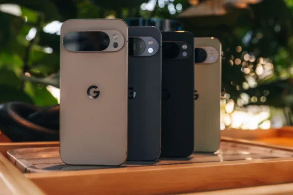 Pixel 10 Pro phones arranged horizonally on a table
