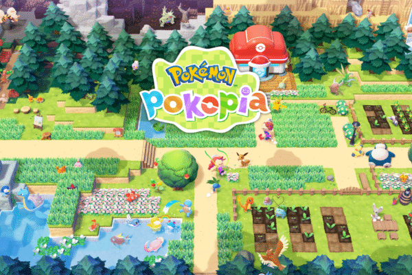 A still from the game "Pokémon Pokopia" showing a farming landscape.