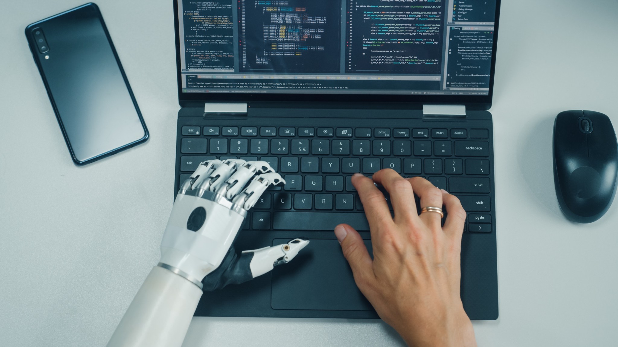 AI vibe coding one hand is robot one hand is human